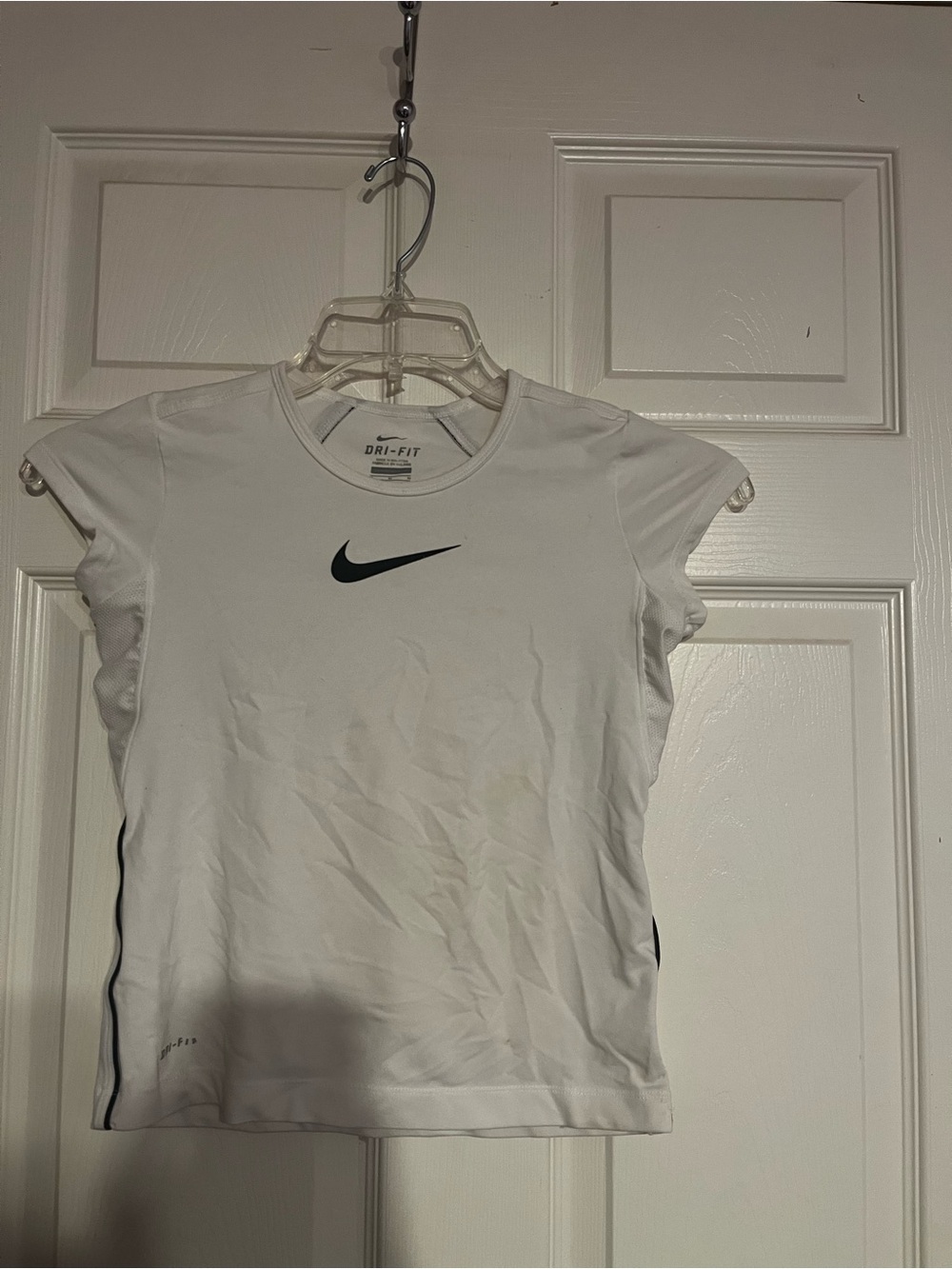 Nike White Dri-FIT Tee with Black Swoosh Logo